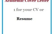 Academic Cover Letter 1 for your CV or Resume