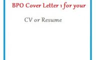 BPO Cover Letter 1 for your CV or Resume