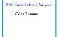 BPO Cover Letter 3 for your CV or Resume