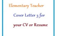 Elementary Teacher Cover Letter 3 for your CV or Resume