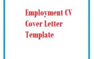 Employment CV Cover Letter Template
