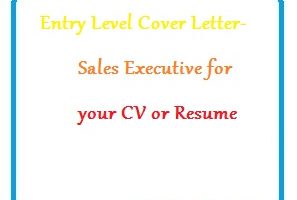 Entry Level Cover Letter - Sales Executive for your CV or Resume
