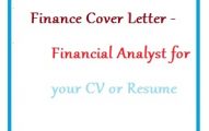 Finance Cover Letter - Financial Analyst for your CV or Resume