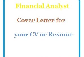 Financial Analyst Cover Letter for your CV or Resume