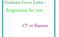 Graduate Cover Letter - Programmer for your Cv or Resume