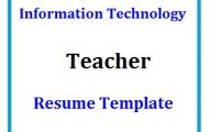 Information Technology Teachers Resume Template