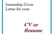Internship Cover Letter for your CV or Resume