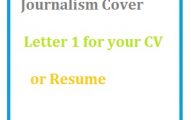 Journalism Cover Letter 1 for your CV or Resume