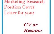 Marketing Research Position Cover Letter for your CV or Resume