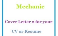 Mechanic Cover Letter 2 for your CV or Resume