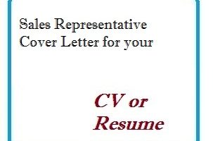 Sales Representative Cover Letter for your CV or Resume