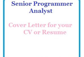 Senior Programmer Analyst Cover Letter for your CV or Resume