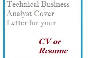 Technical Business Analyst Cover Letter for your CV or Resume