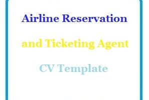 Airline Reservation and Ticketing Agent CV Template