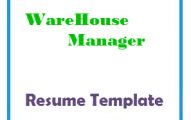 Warehouse Manager Resume Template